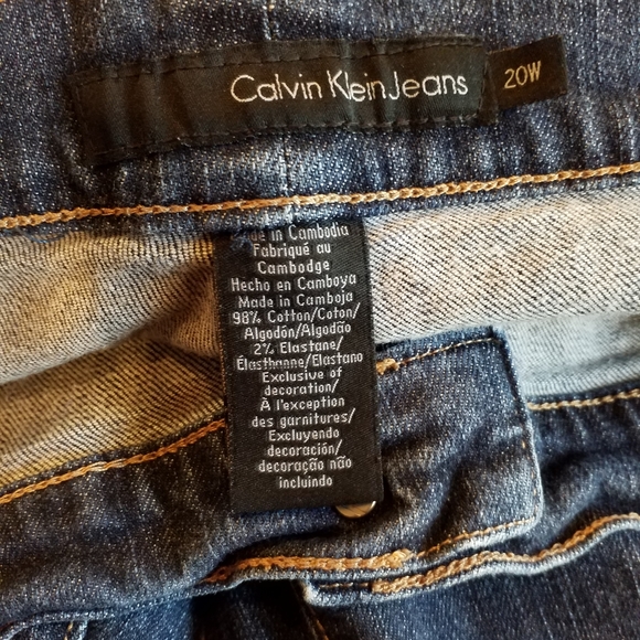 CK womens dark blue stretch denim bootcut jeans size 20W - Picture 8 of 13